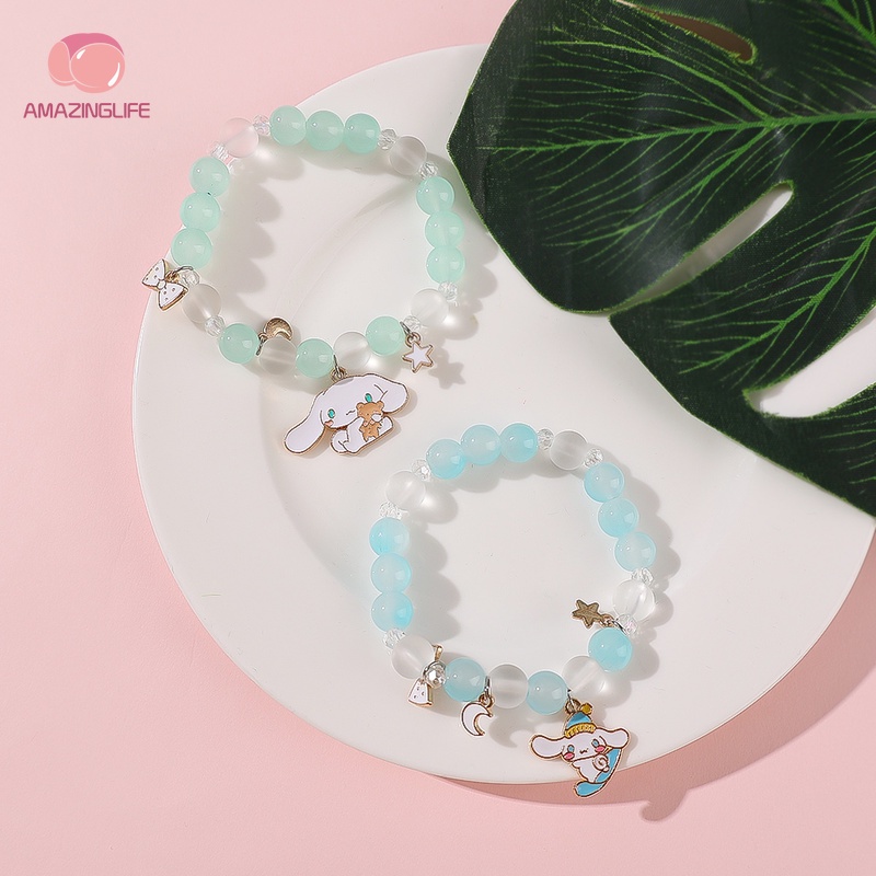 [Amazinglife] Vòng Tay Hạt Pha Lê Mặt Hình Động Vật / Ngôi Sao / Mặt Trăng Trong Suốt Phong Cách Hàn Quốc Cho Nữ