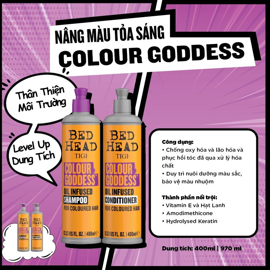 Dầu gội xã dưỡng màu tóc nhuộm tigi bed head colour goddess 400ml