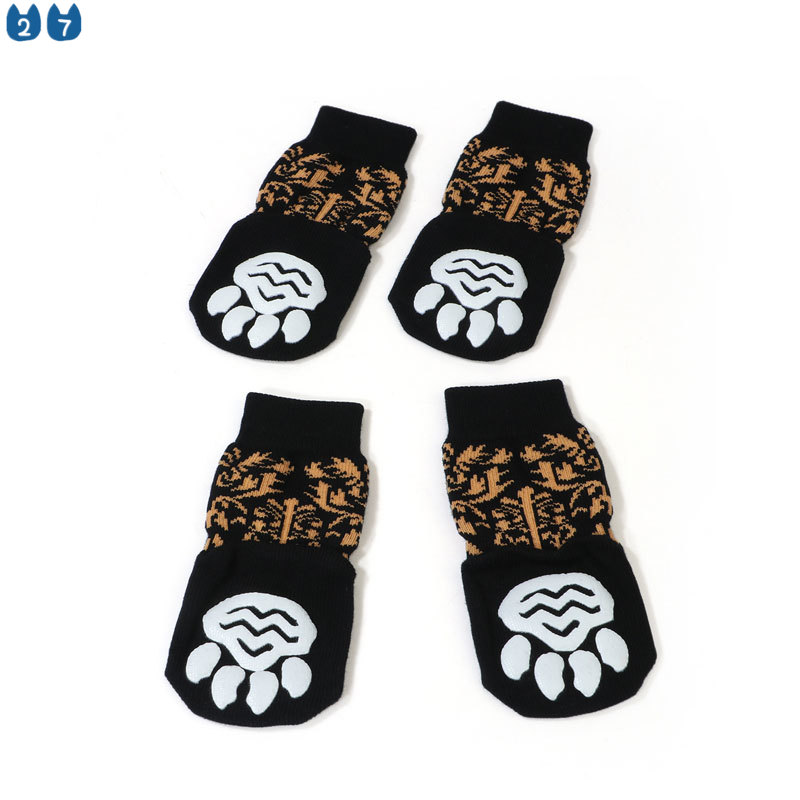 Bộ 4 Đôi Vớ Cotton Mềm Giữ Ấm Chống Trượt Cho Cún Cưng Cỡ Lớn 27 Cái