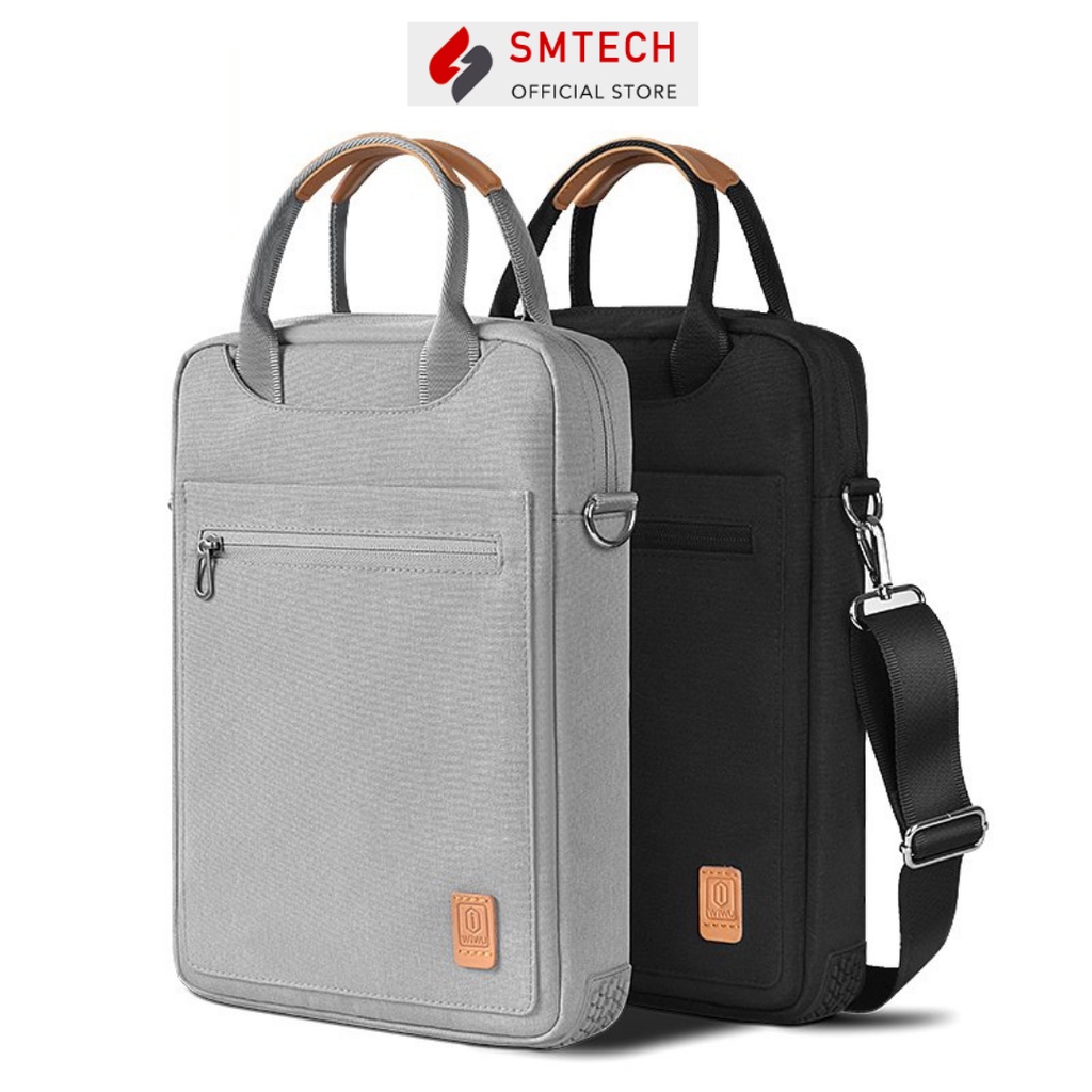 Túi xách, Cặp đeo đựng Mácbook SMTech chính hãng Wiwu chống nước, có nhiều ngăn đựng tiện dụng