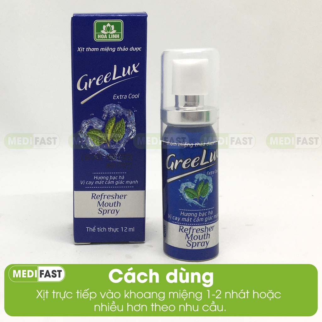 [Mã COSDAY giảm 8% đơn 150K] Xịt thơm miệng Greelux Thảo Dược chai 12ml hương bạc hà khử mùi hôi miệng Gree Lux