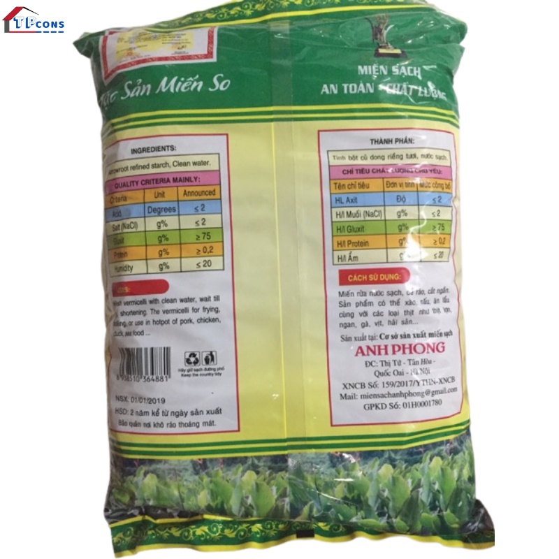 Miến dong Hà Nội ANH PHONG đóng gói khô 500g loại 50