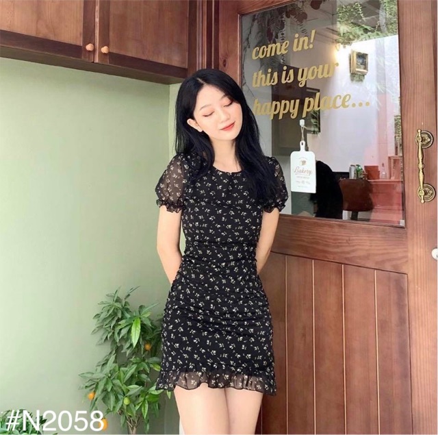 Đầm Xinh COCO DRESS thiết kế xếp li phần thân chất voan kèm lớp lót dày dặn hoan tiết hoa nhí