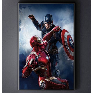 TRANH CANVAS SIÊU ANH HÙNG MARVEL treo tường in theo yêu cầu - CAPTAIN AMERICA VS IRON MAN 2