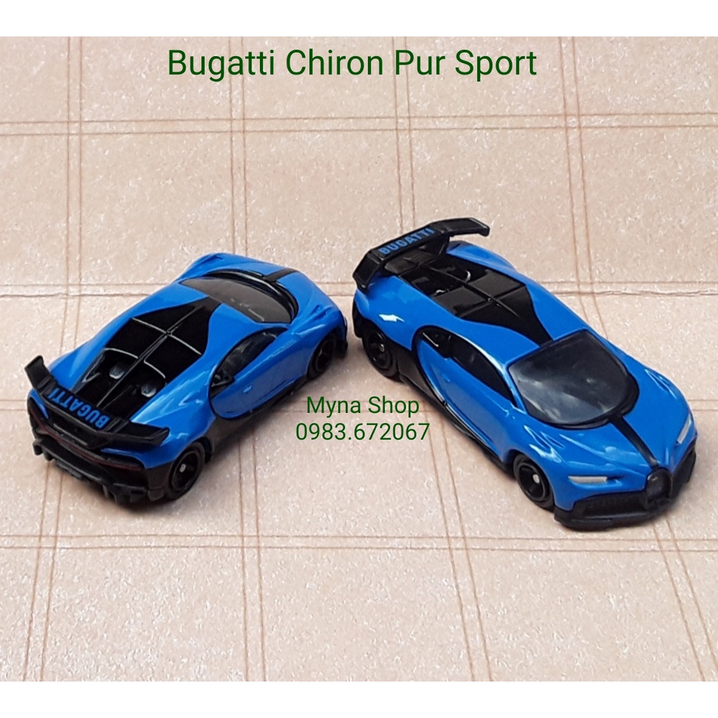 Đồ chơi mô hình tĩnh xe tomica không hộp, Bugatti Chiron Pur Sport, màu xanh
