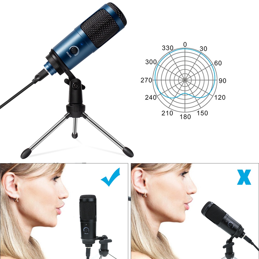 Ghi âm USB Condenser Micrô micrô phòng thu chuyên nghiệp cho máy tính PC Máy tính xách tay Podcasting giọng nói cho Youtube