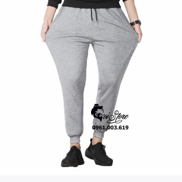 Quần jogger thể thao nam nữ bigsize 40-100kg da cá thoáng mát