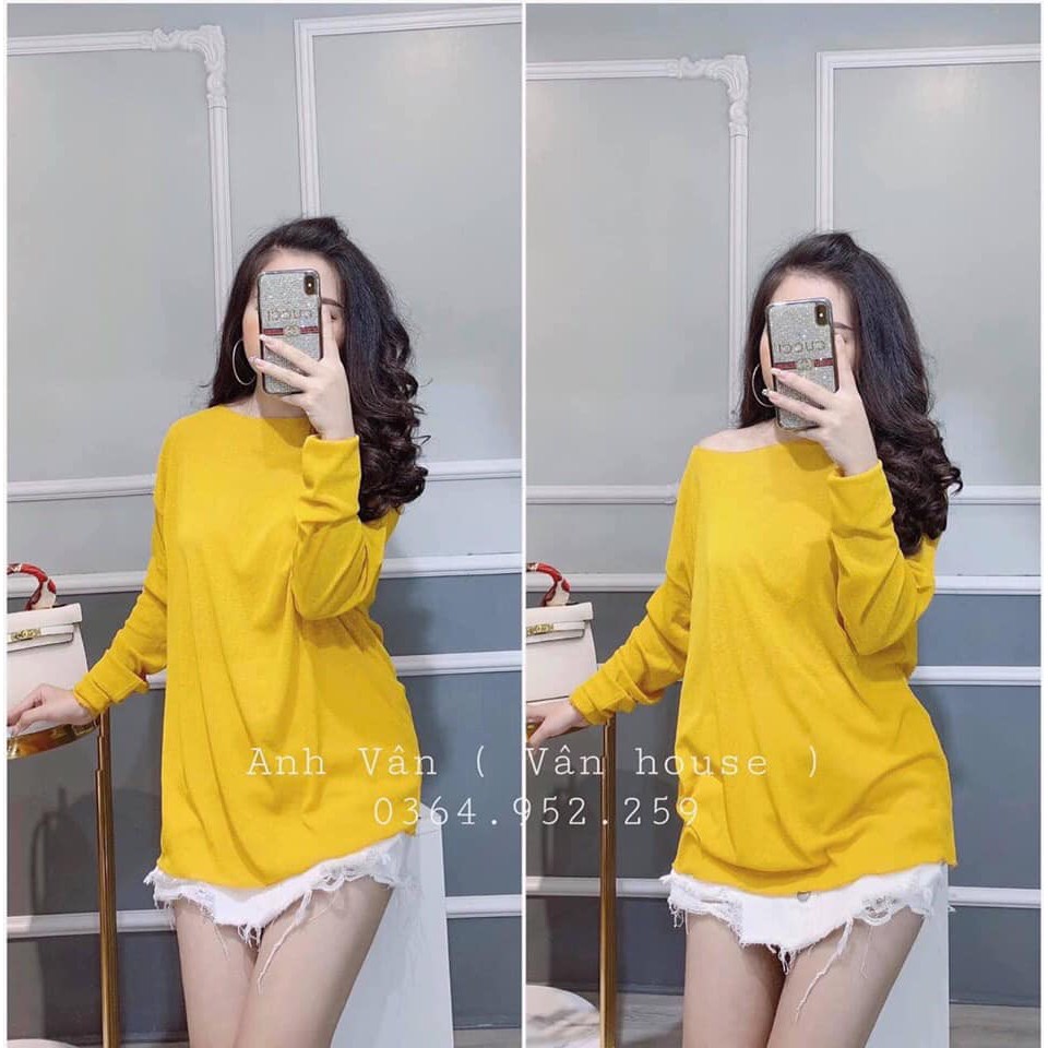 ÁO THUN GIẤY CỔ RỘNG ÁO PHÔNG CỔ RỘNG ULAZANG CỰC CHẤT,ÁO FORM RỘNG NỮ DÀI TAY SEXY NỮ, ÁO THUN NỮ MỀM MỊN | BigBuy360 - bigbuy360.vn