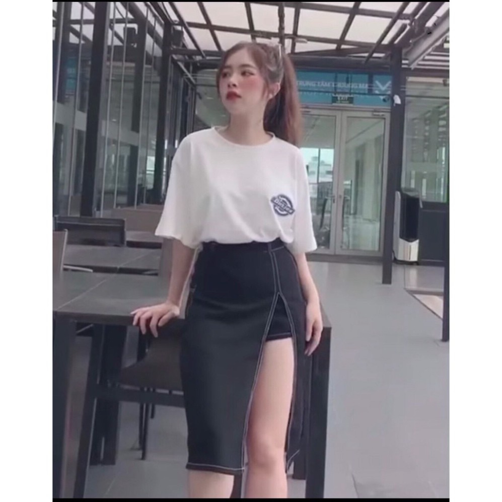 Chân Váy Xẻ Chỉ Nổi Có Quần Trong Khóa Kéo - Đầm Xẻ Tà Hyon skirt ulzzang Siêu Hot