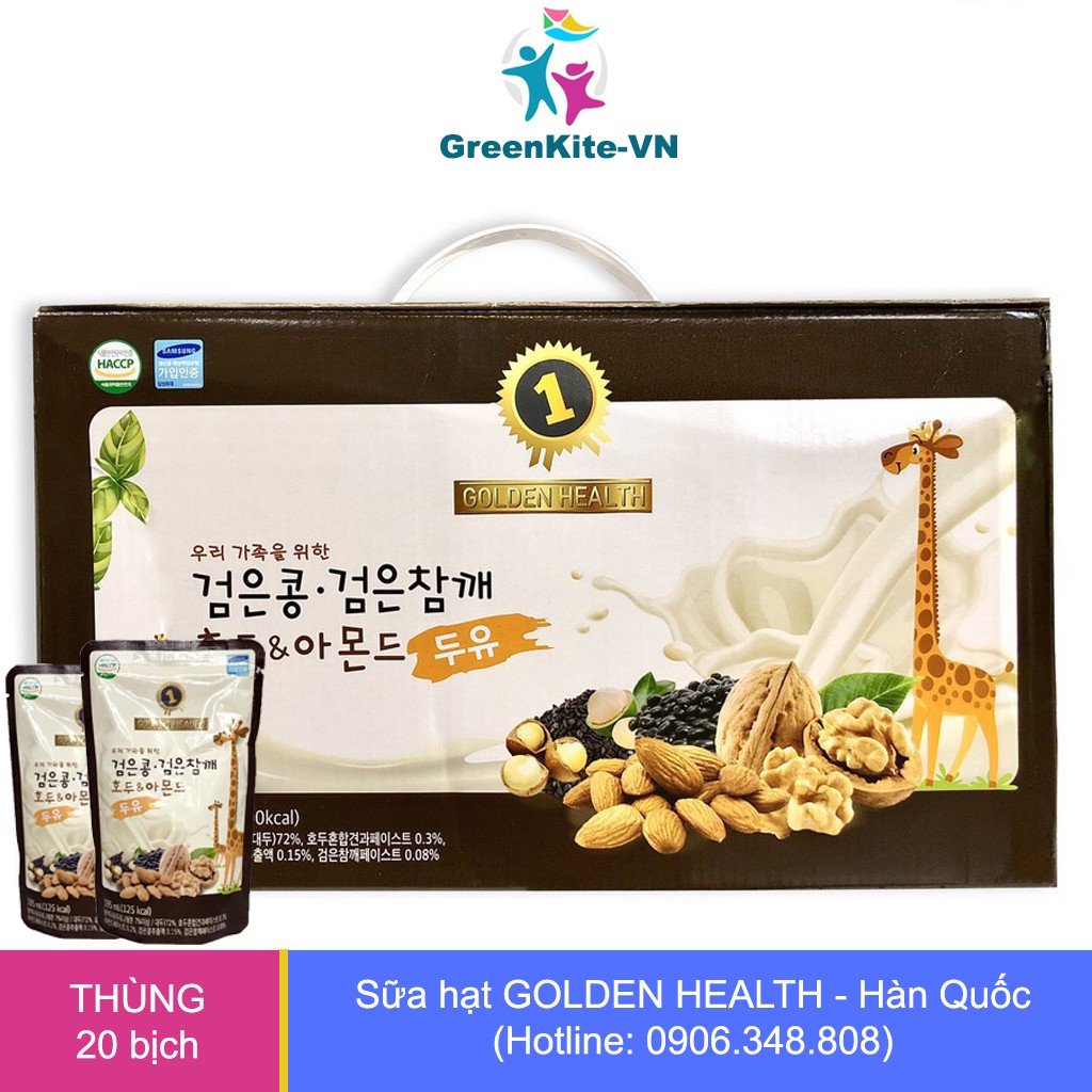 Thùng 20 Sữa hạt óc chó hạnh nhân GOLDEN HEALTH 195ml - Sữa Hạt Nhập Hàn Quốc