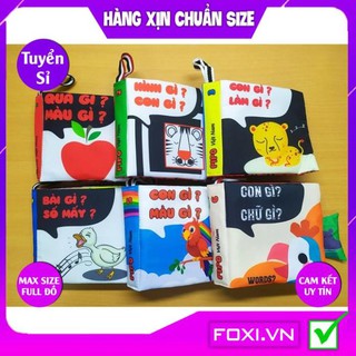 ComBo 6 Sách Vải Song ngữ Giáo dục mầm non giúp bé Kích thích thị giác-xúc giác-thính giác-Phátra tiếng sột soạt vui tai