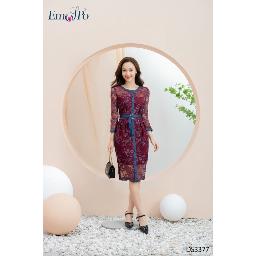 Đầm cổ tròn Emspo tay dài DS3377