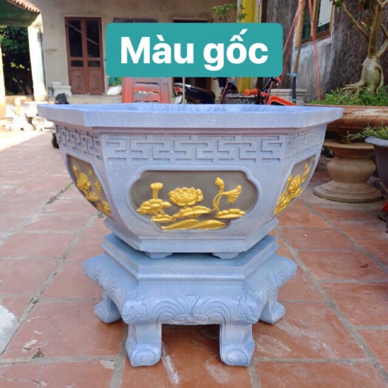 Khuôn chậu lục giác 65 cao 35 mẫu phúc lộc thọ không kèm đế