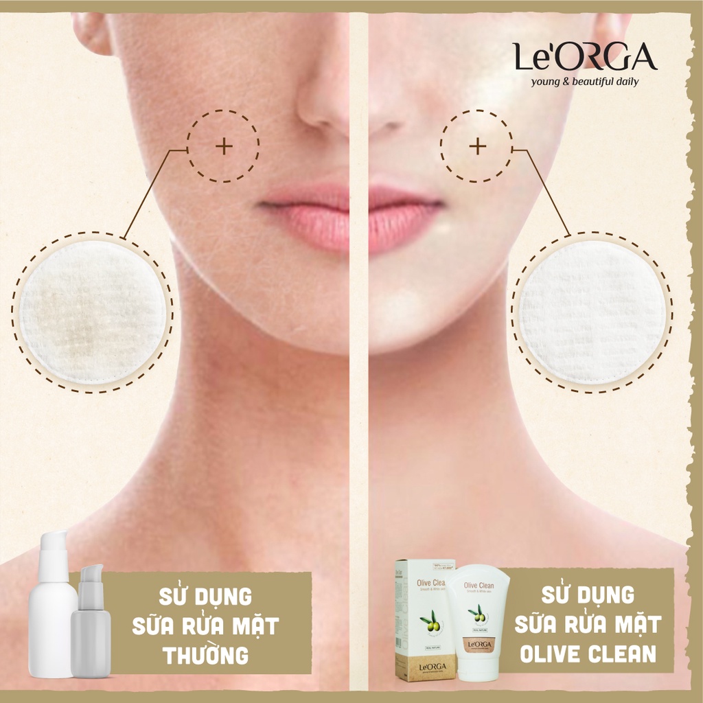 Sữa Rửa Mặt Le'Orga Quả Oliu - Gel làm Sạch Sâu Mềm Mịn, Cho Da Dầu, Mụn, Khô, Hỗn Hợp | BigBuy360 - bigbuy360.vn