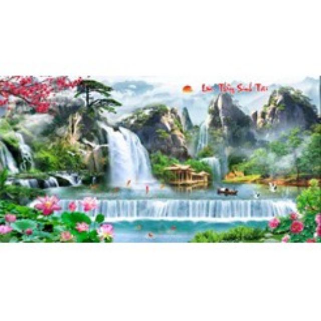 Tranh đính đá lưu thủy sinh tài df508 (210x110cm)
