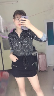 Chân váy bò buộc dây