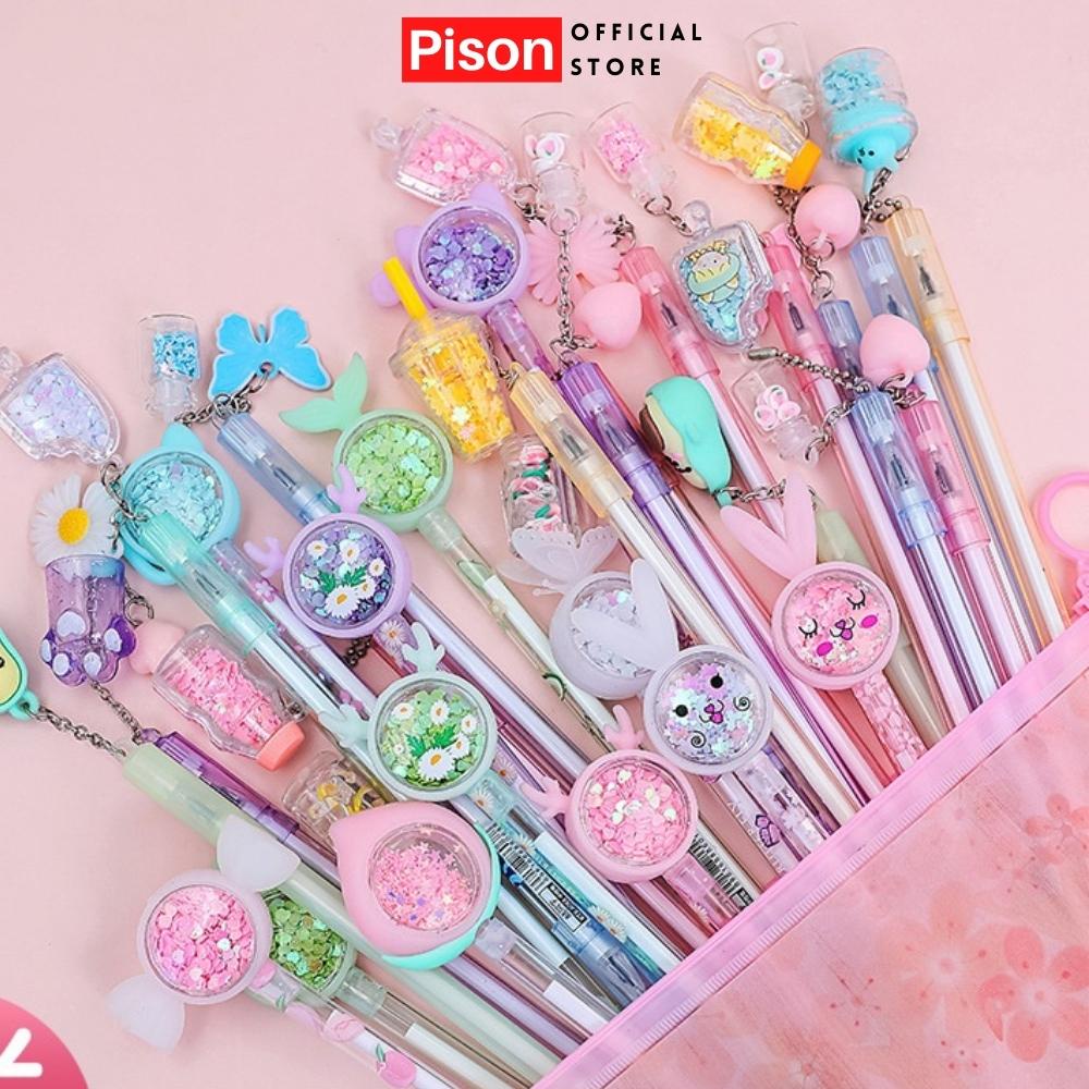 Bút Móc xích mực gel Nhiều mẫu Pison, mực đen ngòi kim 0.38mm - 1 cái