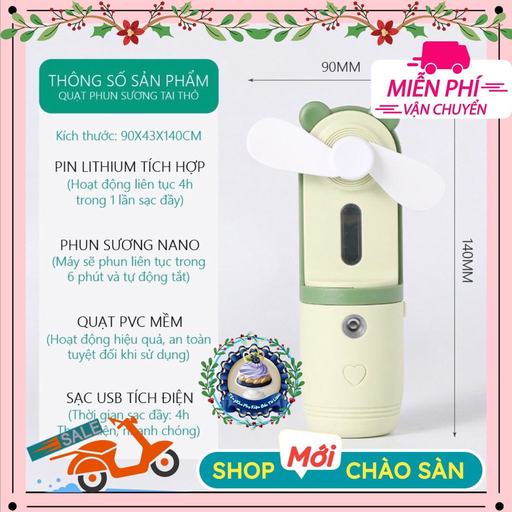 Quạt mini tích điện cầm tay tích hợp phun sương 2 trong 1 (Hot)