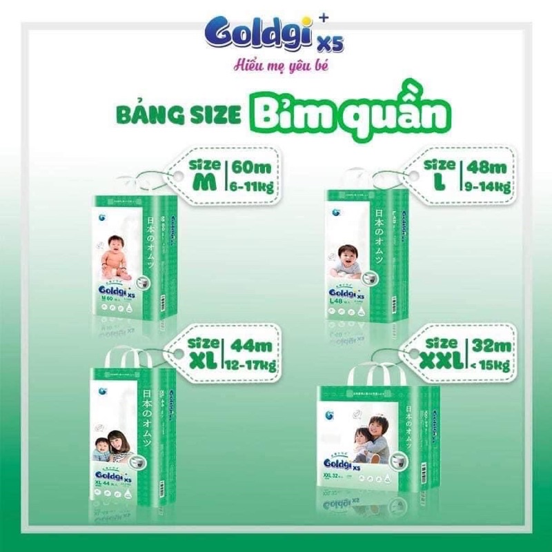 Bỉm Goldgi TẶNG QUÀ Bỉm Goldgi+/Goldgi+ X5 Nhật Dán/Quần Đủ Size NB92/S84/M66/M60/L56/L48/XL44/XXL32