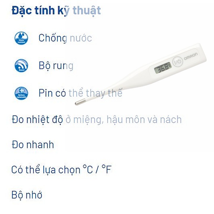 Nhiệt kế điện tử OMRON (Nhật bản), đo nhiệt độ cơ thể nhanh,  kết quả chính xác - MC246 [Halongstars]