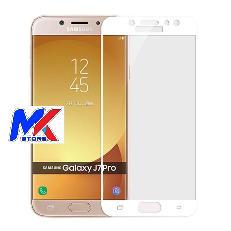 Kính cường lực bảo vệ màn hình ĐT Samsung J7 Pro full màn hình full keo - tặng bộ giấy lau kính trị giá 10K