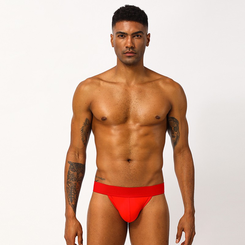 ORLVS Màu đặc Sexy Đồ lót nam Cotton Thoáng khí mềm mại Thấp eo Gay Quần lót Jockstrap G-String Thongs BP.01