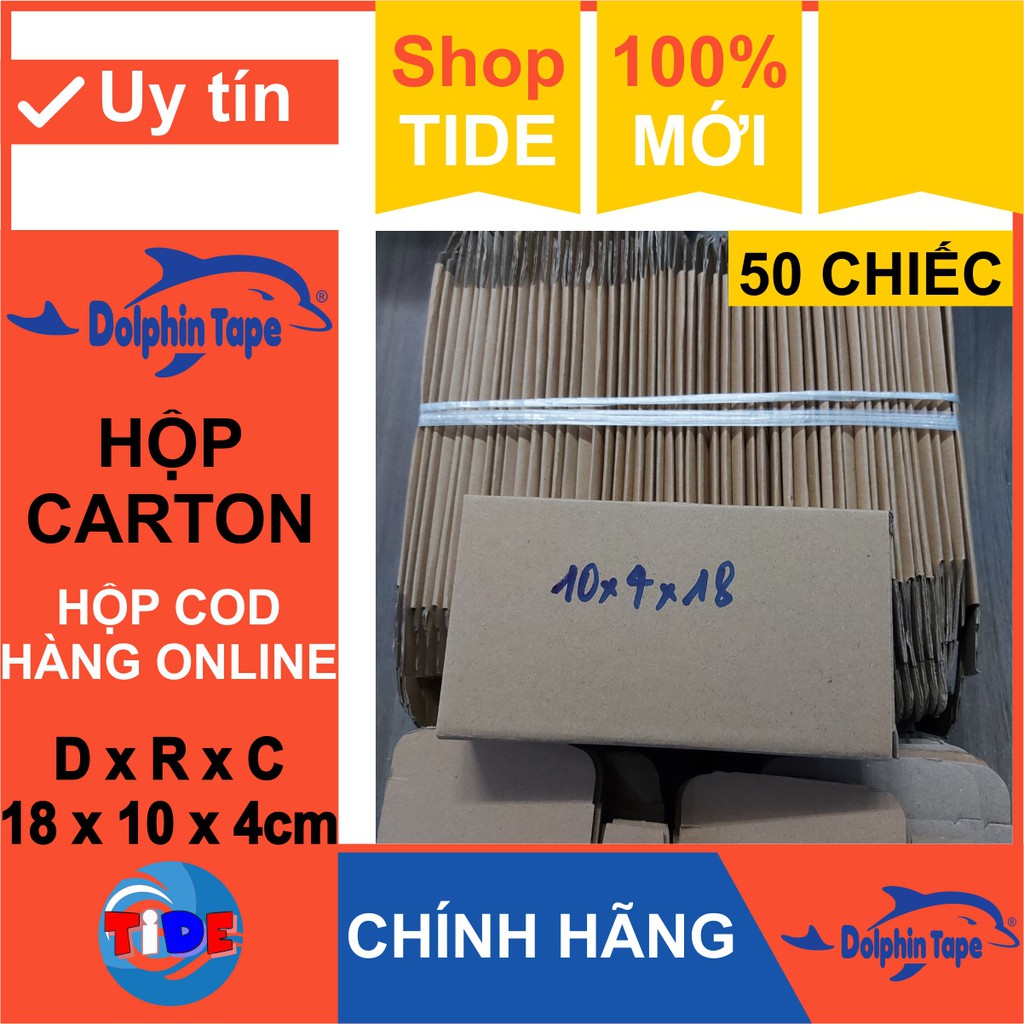 Hộp carton (50 chiếc kích thước 18cm x 10cm x 4cm) – Dùng trong công tác đóng hàng hỗ trợ vận chuyển - Hộp COD