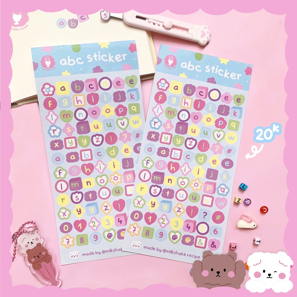 Sticker chữ cái trang trí sổ, sticker ABC