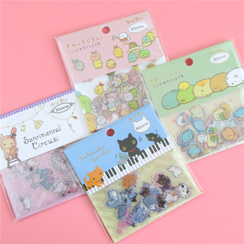 Set 80 miếng dán dễ thương trang trí album/sổ tay tiện dụng