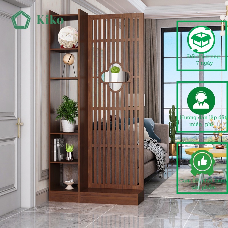 Bình Phong ,Vách Ngăn Trang Trí Kèm Hộc Để Đồ Ngăn Phòng Khách Lối Vào-Gỗ MDF 15mm chống Mọt Đa Năng KIKO VN 1012