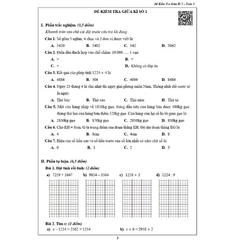 Sách – Đề kiểm tra Toán 3 – NXB Thanh Niên