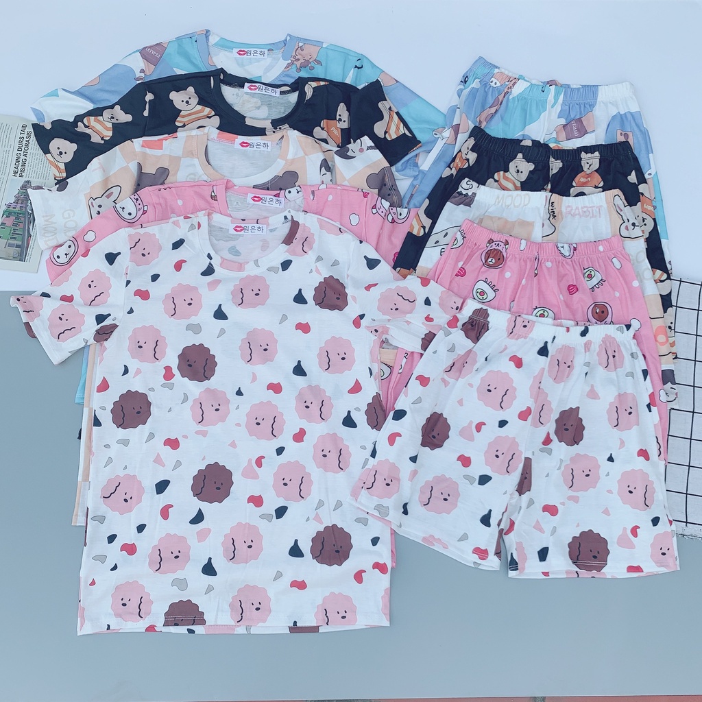 Bộ đồ nữ mặc nhà LOZADO bộ quần áo ngắn chất cotton mát mẻ thiết kế nhiều hình họa tiết dễ thương B391