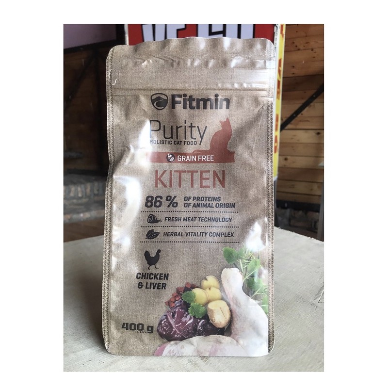 Thức ăn hạt cho mèo con - FITMIN CAT PURITY KITTEN 400g-HSD T7/2021