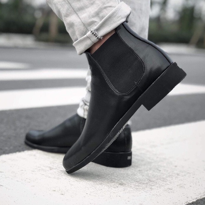 Giày da nam công sở Chelsea boots tăng chiều cao, giày tây nam da bò cao cấp dáng thể thao đi làm đi học form đẹp M1