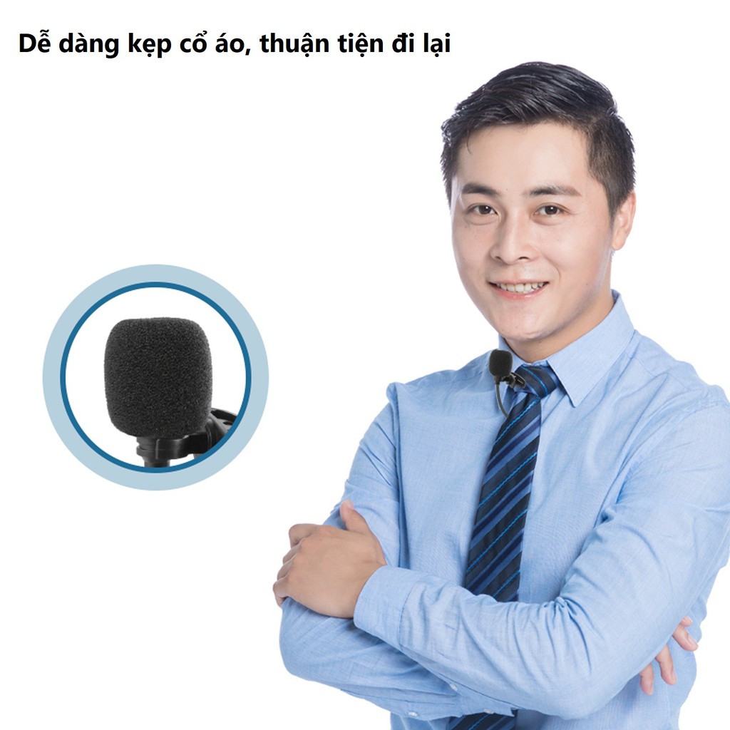 Micro cài áo không dây sóng UHF dùng thu âm, quay video cho điện thoại, máy ảnh