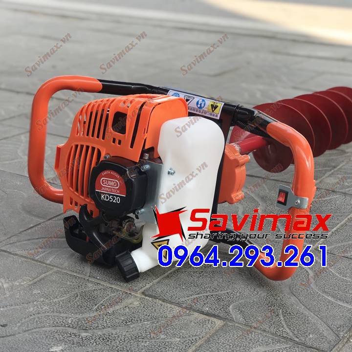 Máy khoan đất giá rẻ SUMO KD520 chạy động cơ xăng 2 thì công nghệ Nhật Bản + tặng kèm mũi khoan đất 100/800