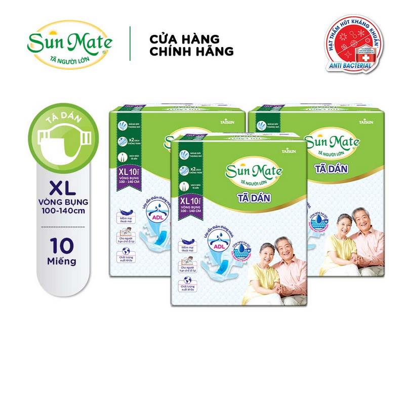 Combo 3 Tã Dán Người Lớn SunMate Size XL10