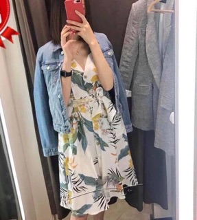 Váy Zara hoa lá cúc gỗ