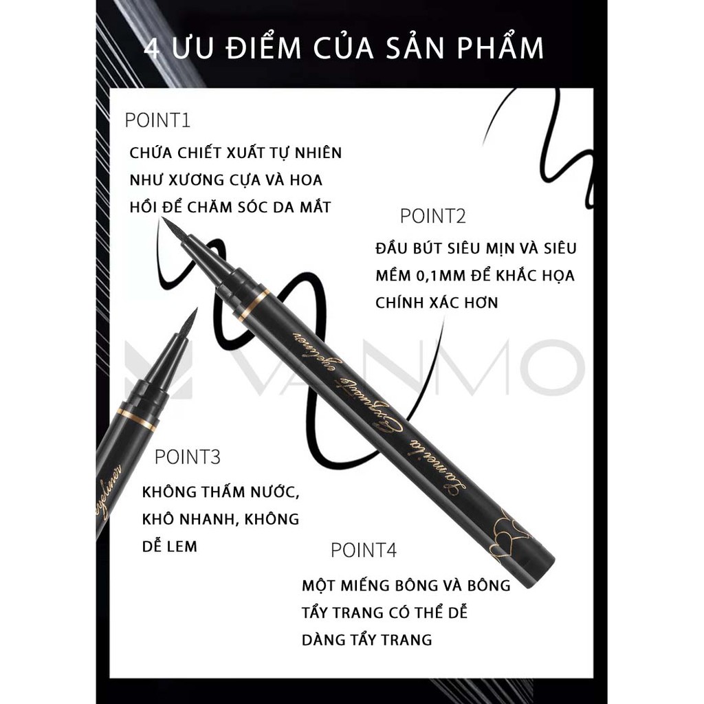 Bút Kẻ Mắt Nước Nhanh Khô Lâu Trôi Chống Nước Với 2 Màu Đen và Nâu Chuyên Dụng Cho Trang Điểm