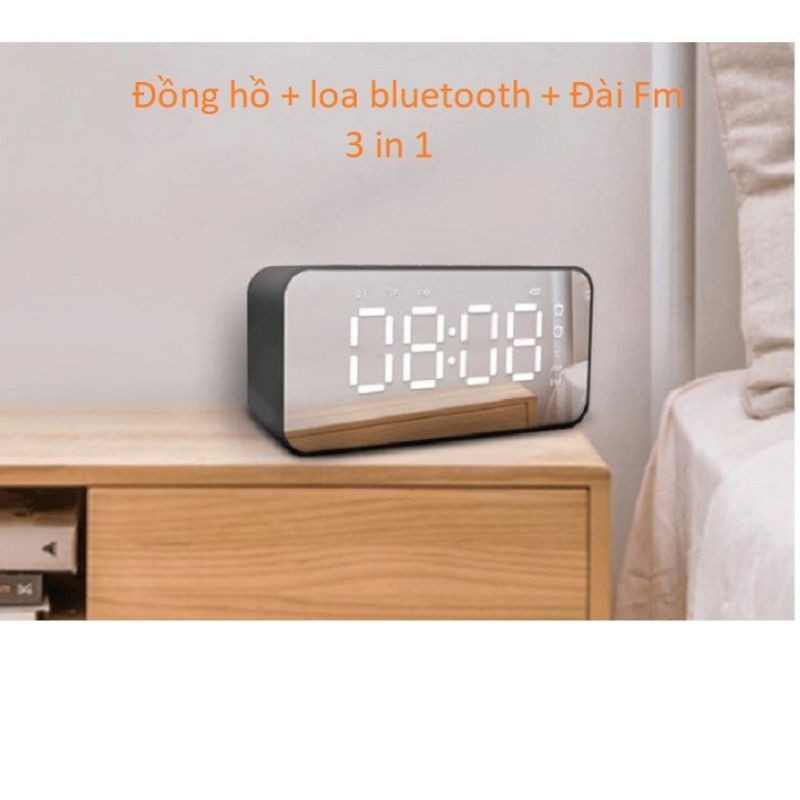 Loa Bluetooth kiêm đồng hồ báo thức mặt gương