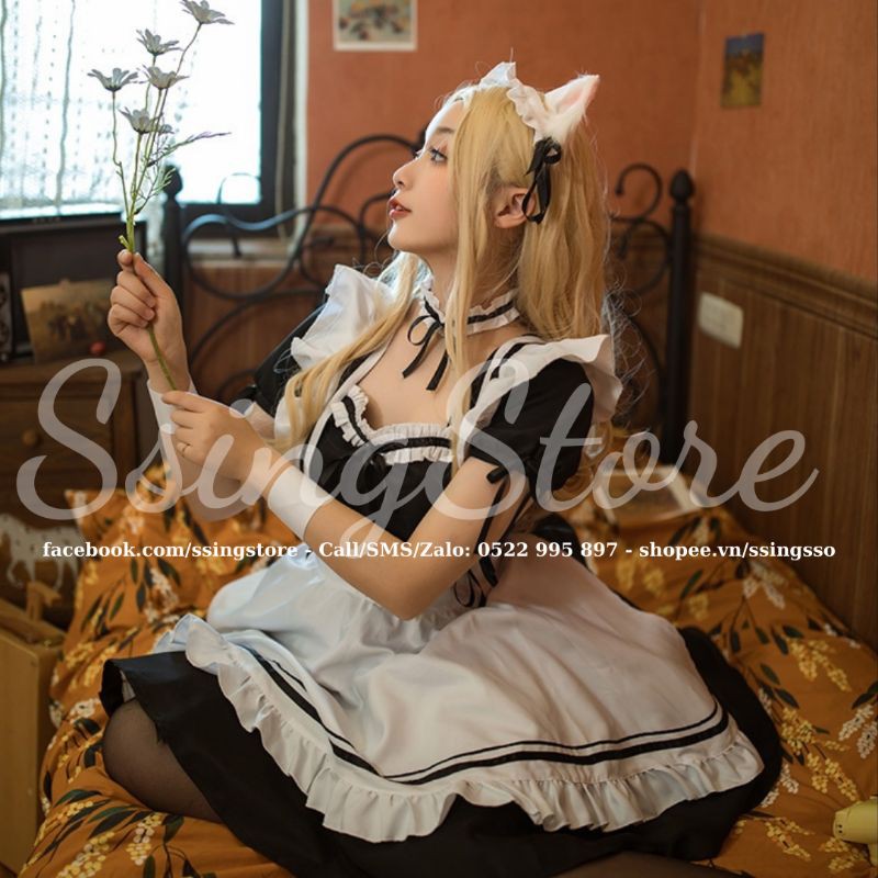 Set váy cosplay  maid nữ hầu nữ bồi bàn sexy ver CAT trong game Ngôi Sao Thời Trang ( Hàng order )