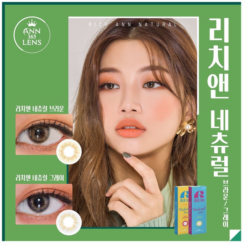 Lens mắt 1 ngày màu xám tự nhiên Natural Gray ANN365, kính áp tròng đeo thoải mái suốt 24H/ngày đủ độ cận