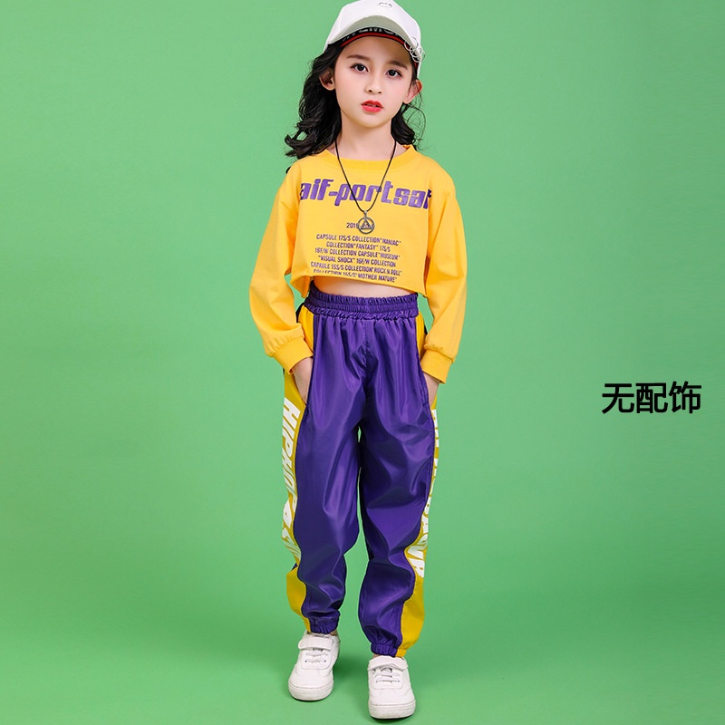 1 Bộ Trang Phục Nhảy Hip-Hop Eo Cao Thời Trang Hàn Quốc Cho Bé Gái A3