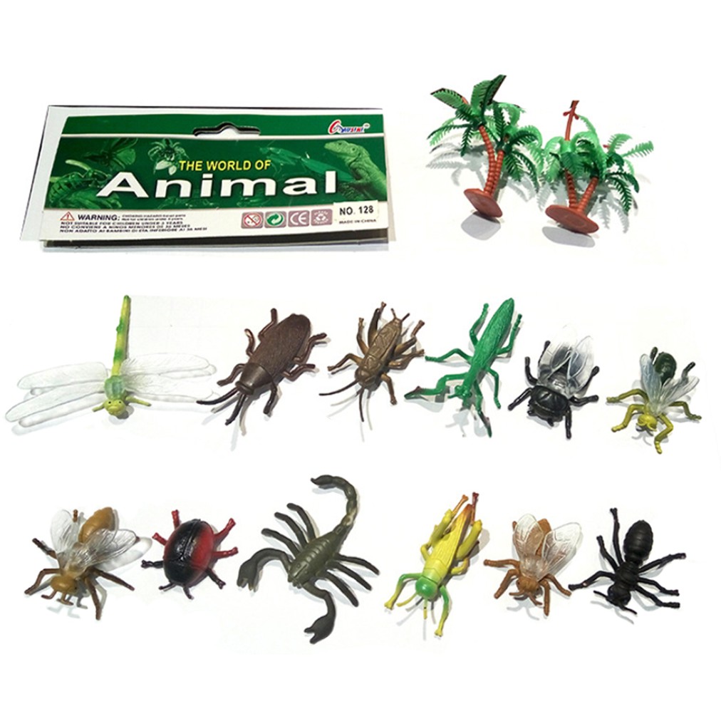 Đồ chơi 12 mô hình Côn Trùng Safari sống động New4all Animal World 128 cho bé 3 tuổi học hỏi và phát triển trí não