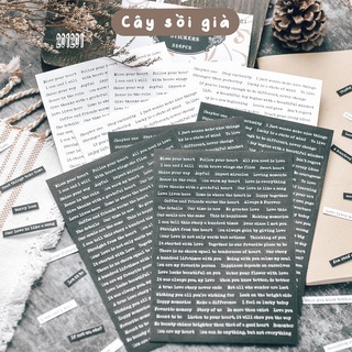 S97 - Tờ sticker giấy trắng đen chữ câu quotes tiếng Anh vintage cổ điển JudyCraft trang trí sổ bullet journal
