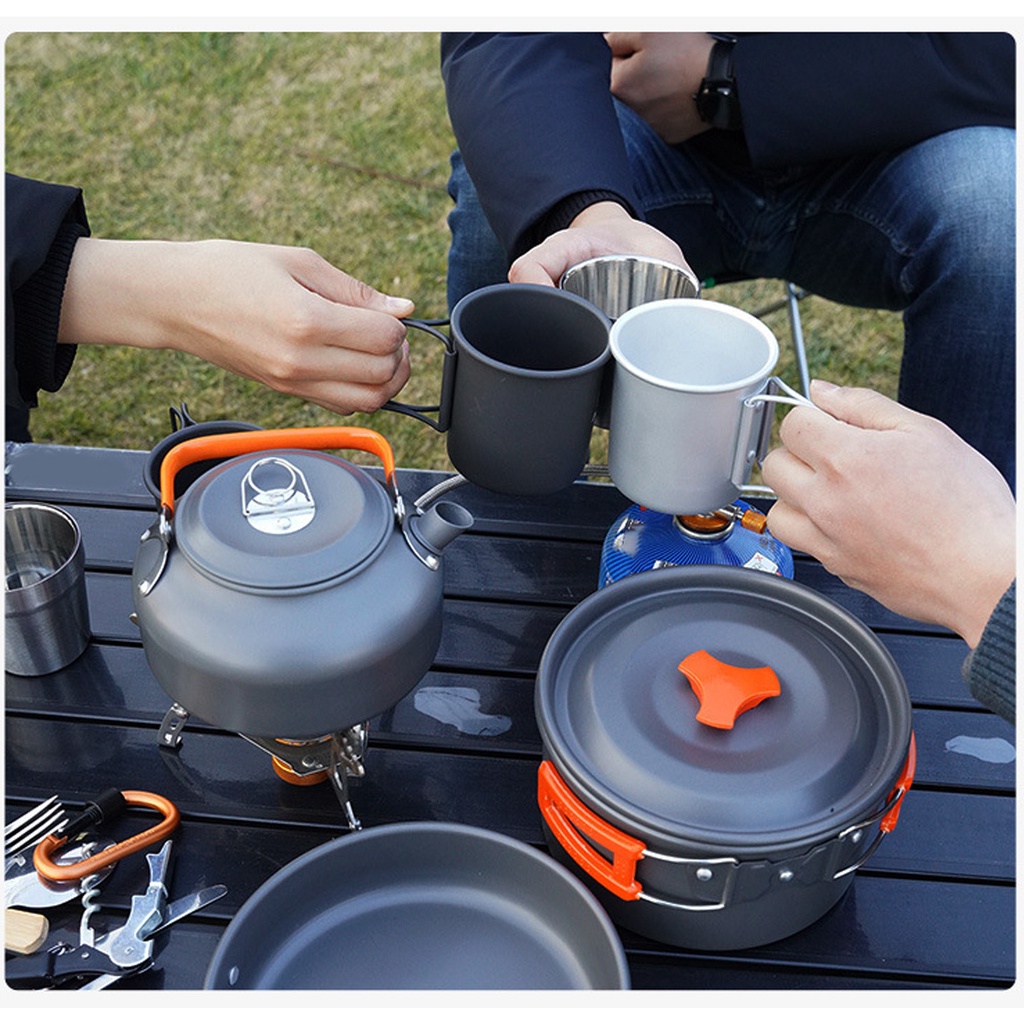 [Hàng Sẵn] Bộ Nồi Nấu Ăn Dã Ngoại Gấp Gọn Tiện Dụng không dính để Cắm Trại, Du Lịch câu cá【Southdakota051】
