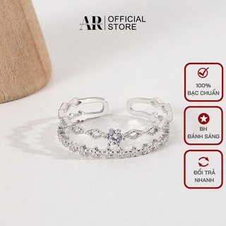 Nhẫn bạc nữ Aura, nhẫn freesize hai hàng xinh xắn-AURASILVER-N09