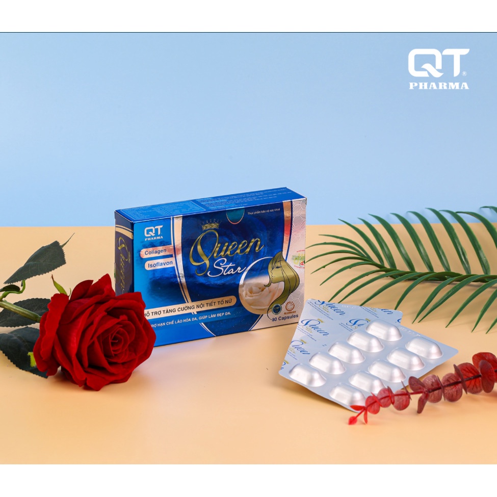 QUEEN STAR - Giúp đẹp da, giảm các triệu chứng do thiếu hụt nội tiết tố estrogen ở phụ nữ, phụ nữ tiền mãn kinh
