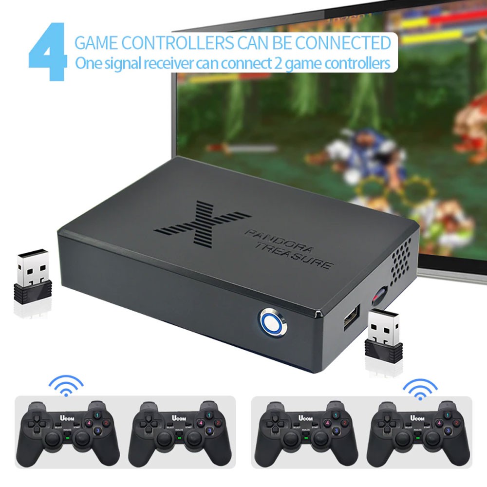 Máy chơi game điện tử 4 nút cầm tay không dây - Kết nối HDMI, VGA thoải mái chơi game trên tivi và máy tính