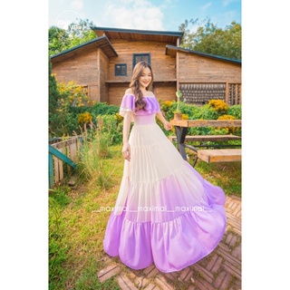 Maxi trễ vai loang màu
